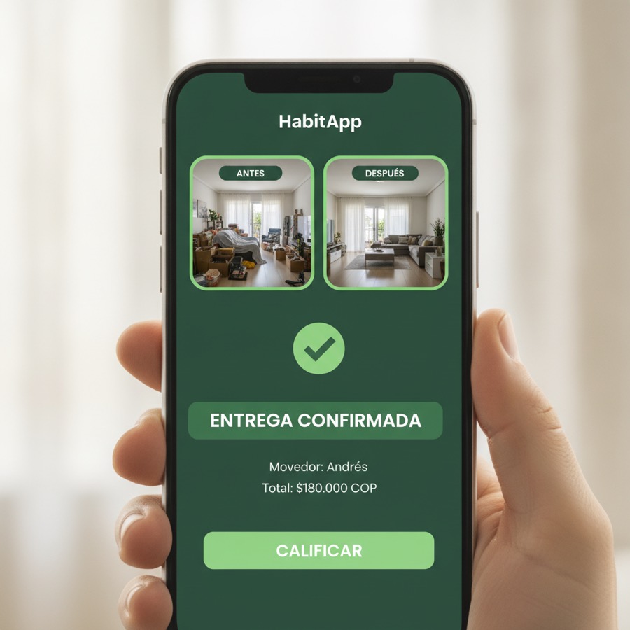 Prueba de entrega con fotos antes y después de la mudanza